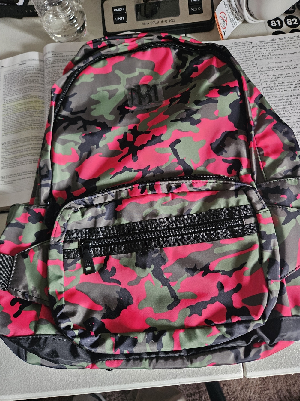 Badgley Mischka Camouflage Print Pink & Green Men's Backpack
